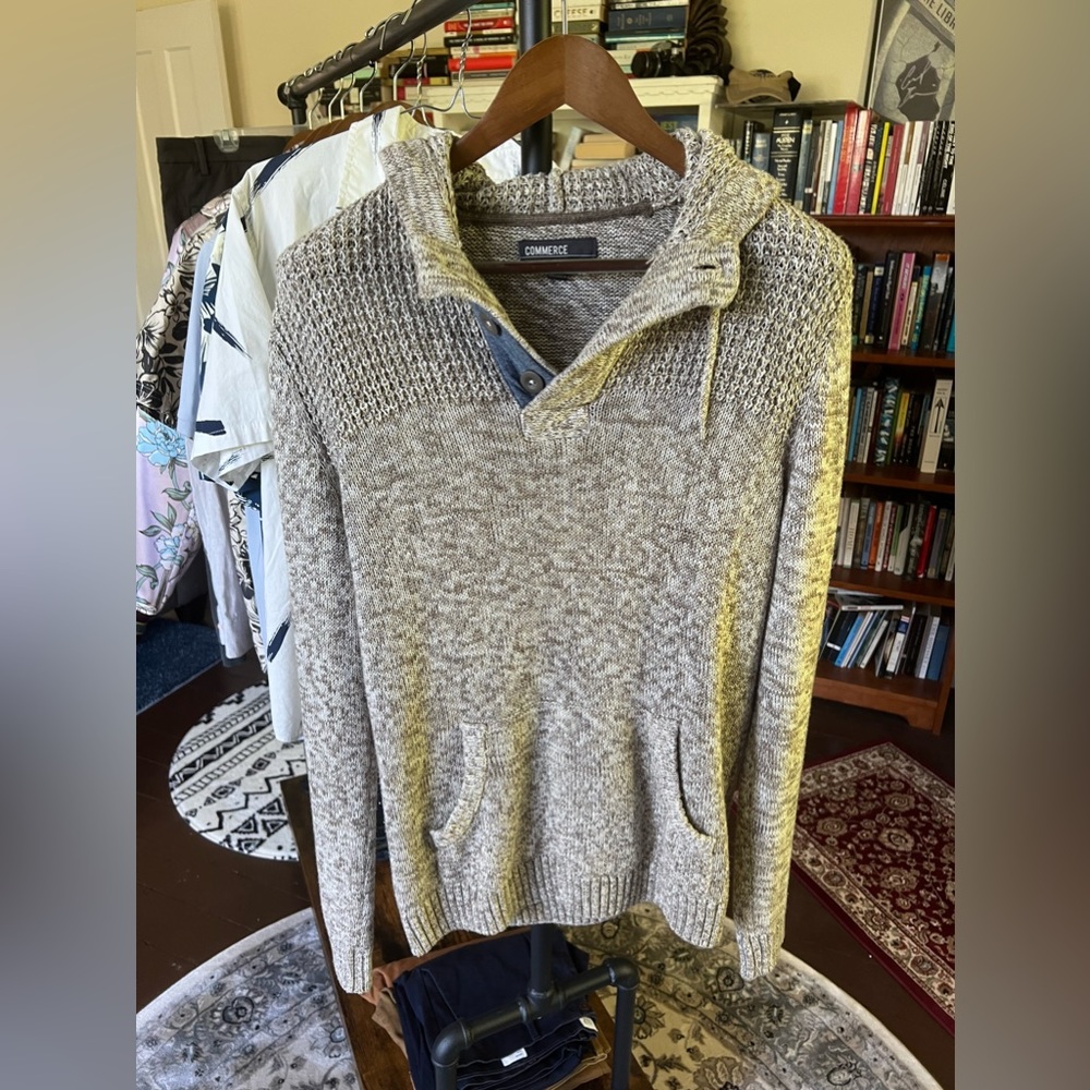 Xander Hooded Henley Pullover Sweater